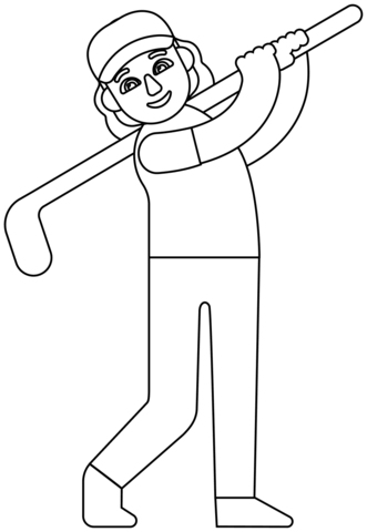 Woman Golfing Emoji Coloring Page